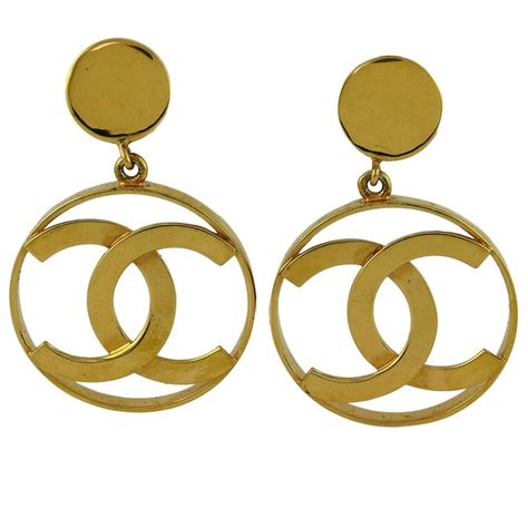 chanel gold sign|gold Chanel logo hoop earrings.